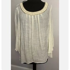 3-26 🌸 Emma G blouse top white chain detail XL NWT